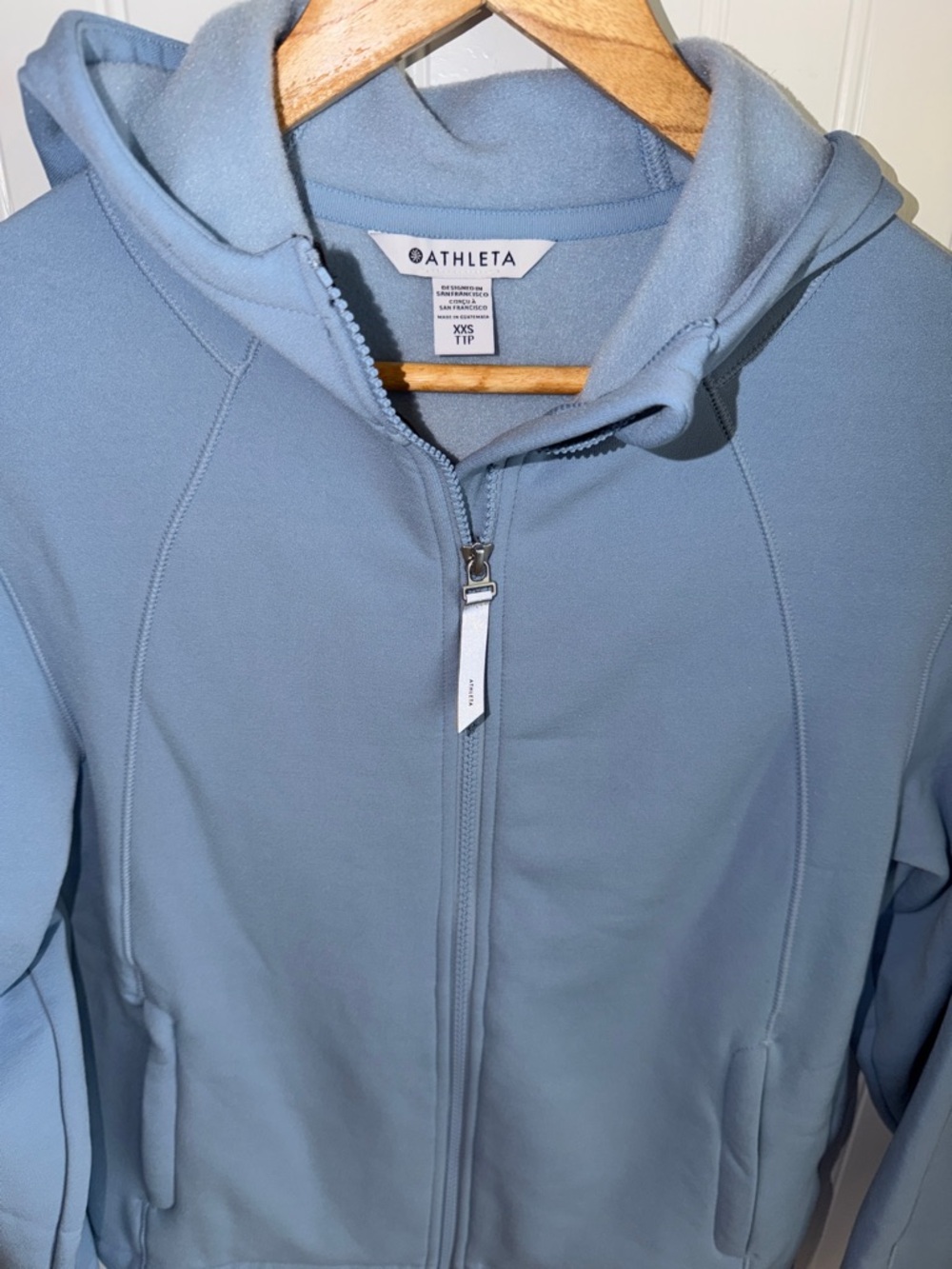 Athleta Light Blue Full-Zip Hooded Sweatshirt - Picture 3 of 10